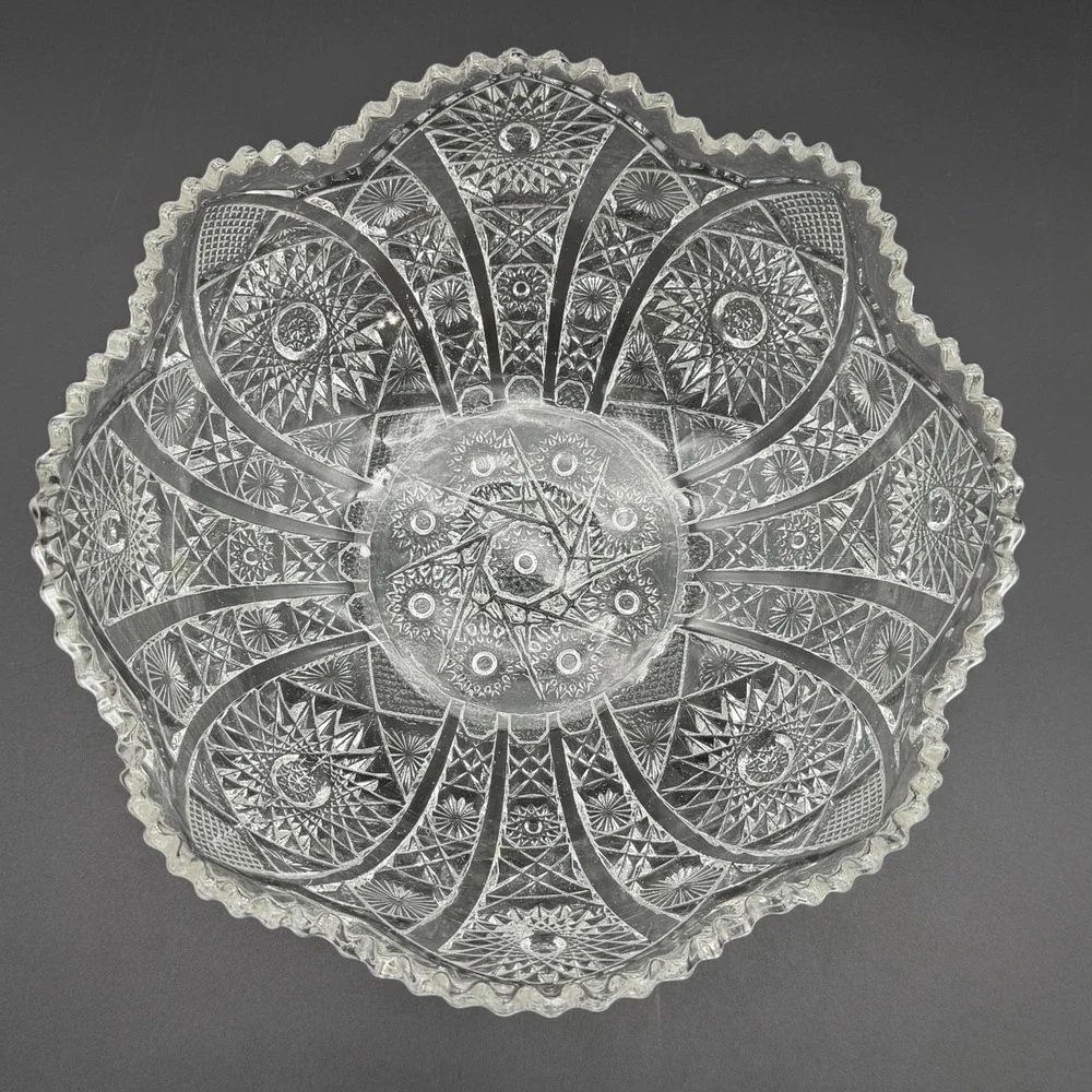 Antique Imperial Glass Daisy & Button Clear Cut Glass Bowl 10